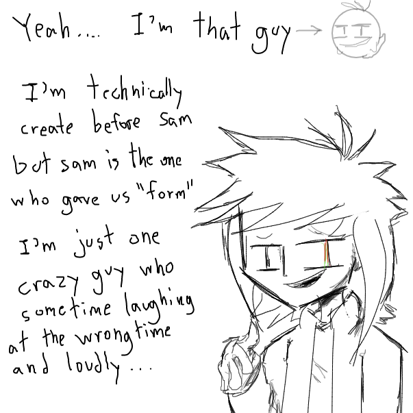 well i was based on a....character that i'm afraid the author can't say cause  PTSD or something... I don't like cringe becuase it make me go nuts. i'm a sharp line artist. i use sharp knife for combat. i repersent author craziness and weirdness side - Online Drawing Game Comic Strip Panel by FifaSam