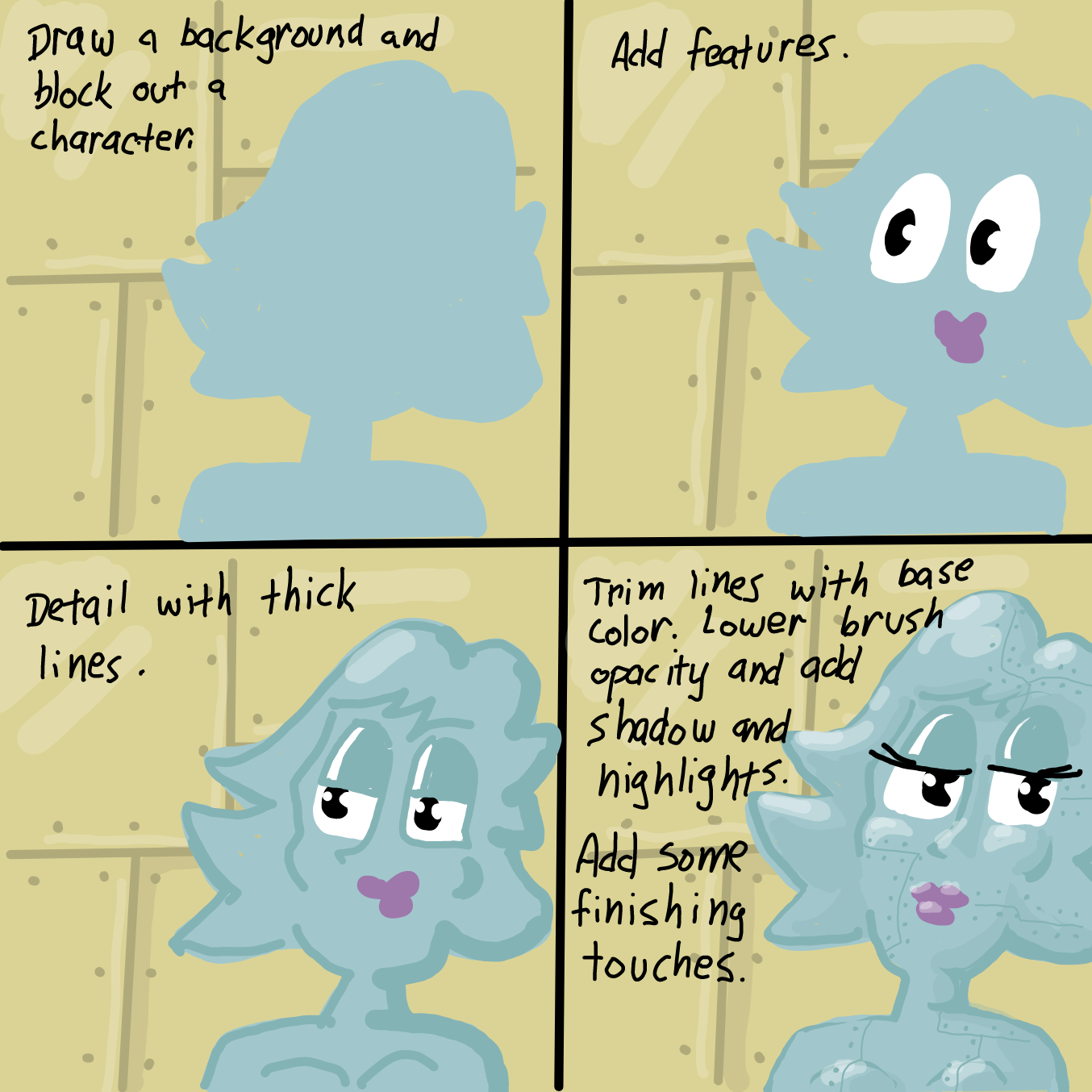 Try to draw as much as possible in one stroke. Paneljam will lag after a while. Long drawing sessions run the risk of freezing or glitches. Clear your cache and cookies before loading the add next panel page. - Online Drawing Game Comic Strip Panel by Wizard Croissant