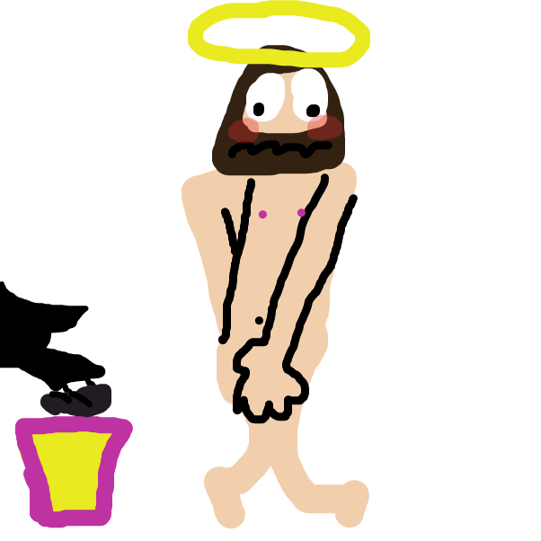Drawing in Naked Jesus And The Vase With A Hat by BananaDoc