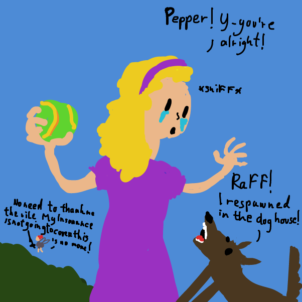 "and only with a lousy shotgun! Raff!" - Online Drawing Game Comic Strip Panel by Peyocay