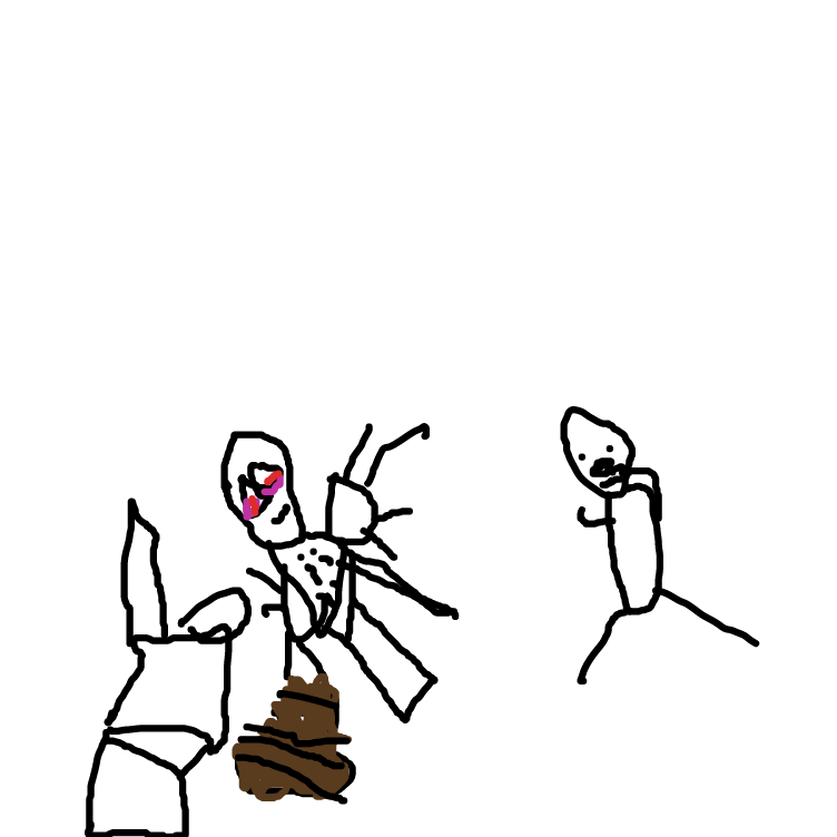 My 5 year old moonlighting on my account - he said this is titled, "Guy pooping." - Online Drawing Game Comic Strip Panel by HeatherWoolley