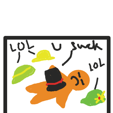 Hats attacked him. - Online Drawing Game Comic Strip Panel by raycomics 