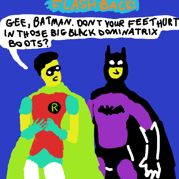 Drawing in Batman wonders when he got shoe laces. by onhiatus