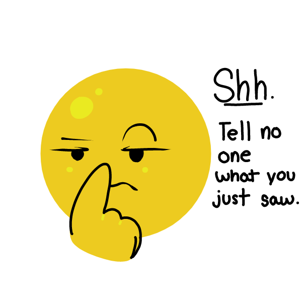 the hand is a bit wonky, but they're shushing the reader - Online Drawing Game Comic Strip Panel by Elle