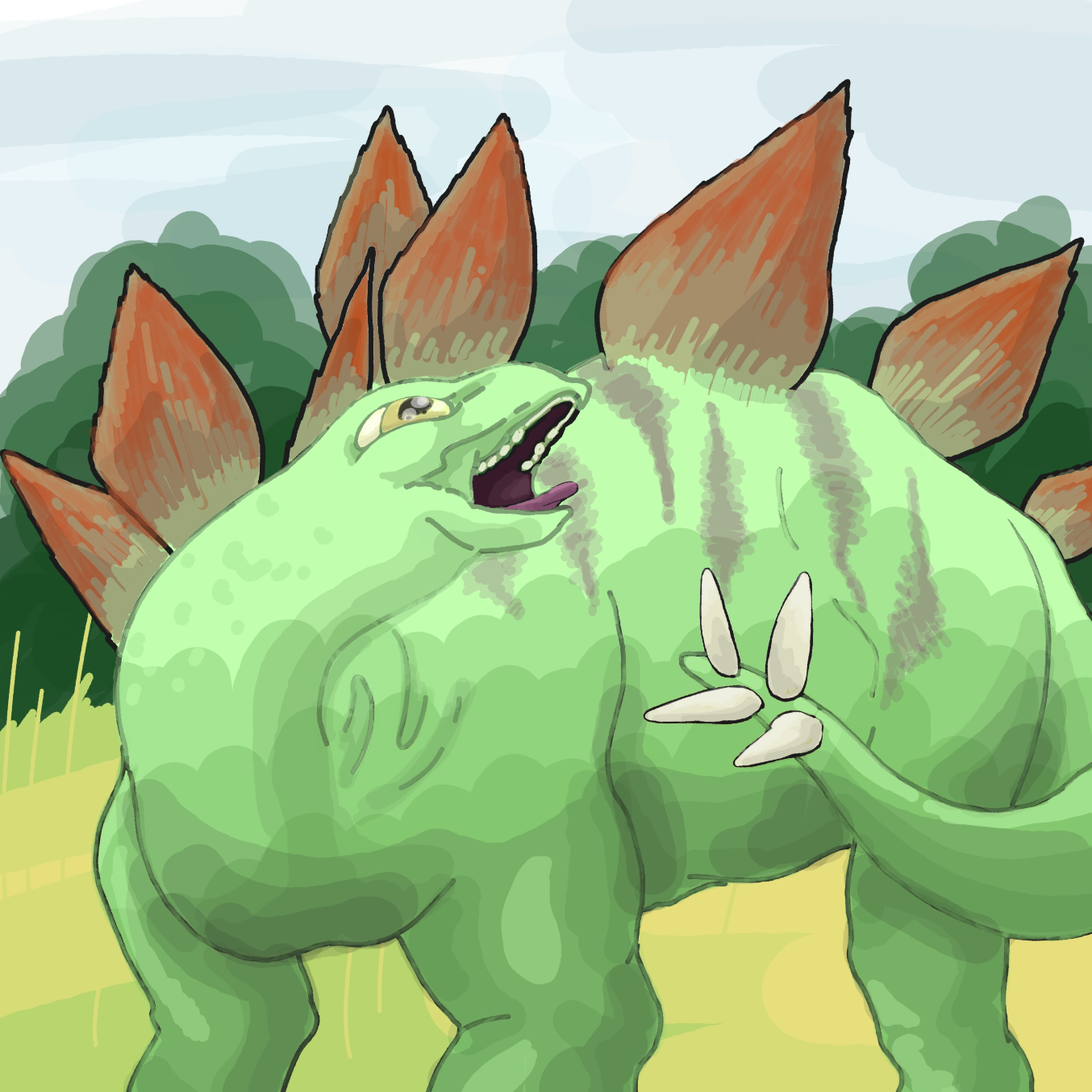 Stegosaurus - Online Drawing Game Comic Strip Panel by Wizard Croissant