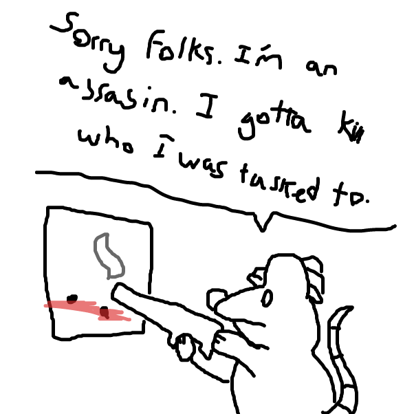 rat sniper regrets his career choice. - Online Drawing Game Comic Strip Panel by Yeoguort