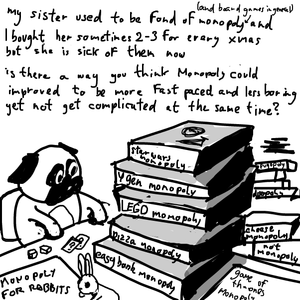 of course I bought many other board games too but monopoly was the only one all family members could play (also they were somewhat cheap) so I always made sure to get one and lost count of how many we got now - Online Drawing Game Comic Strip Panel by Peyocay