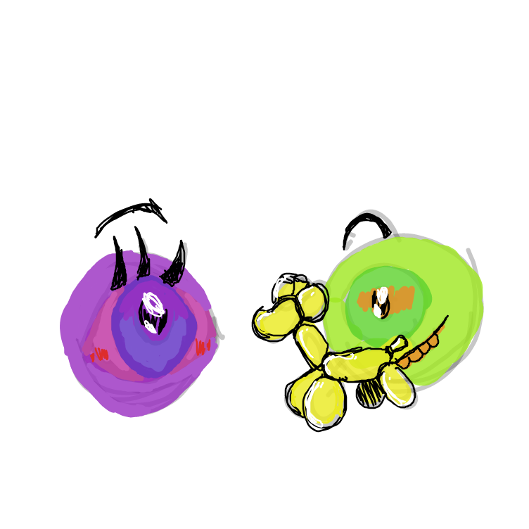 Puple eye is surprised. - Online Drawing Game Comic Strip Panel by JA