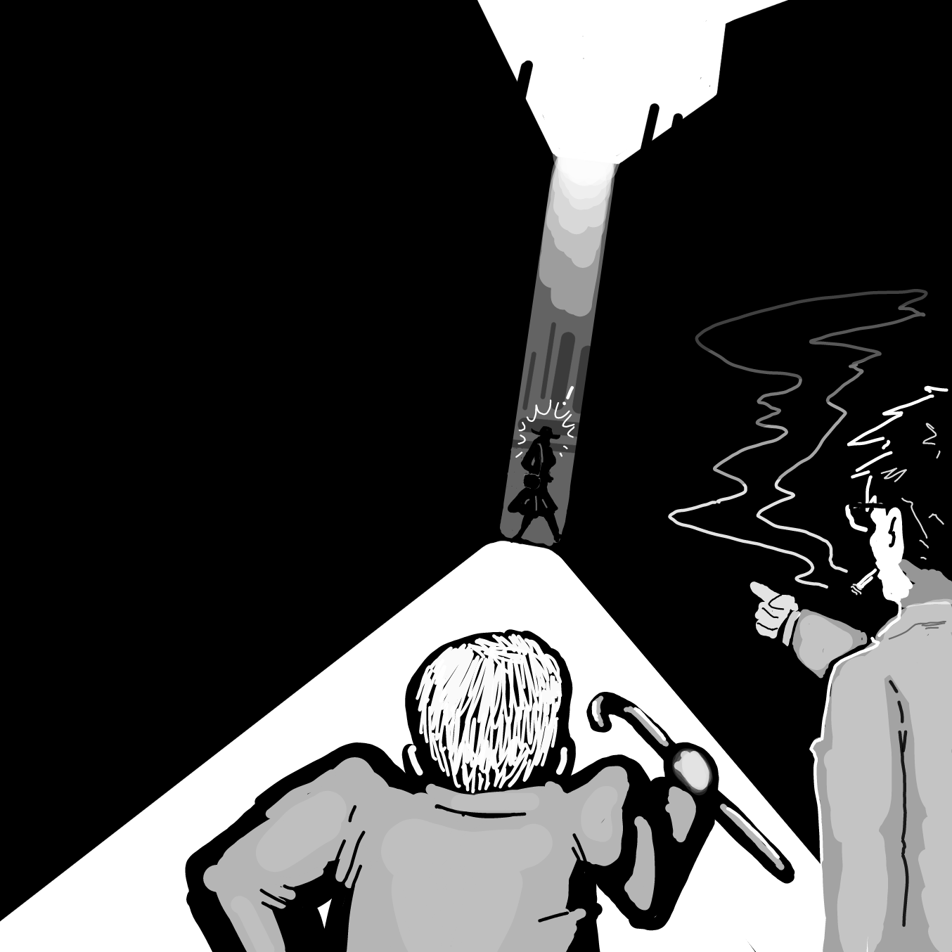 Kill that woman.  Even if she looks familiar to you. - Online Drawing Game Comic Strip Panel by Wizard Croissant