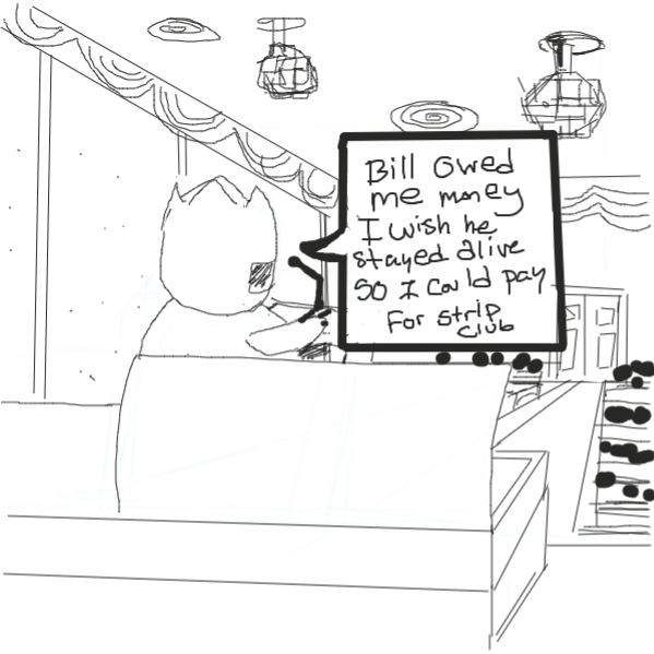 Drawing in Bill's Funeral by kurocartoonist