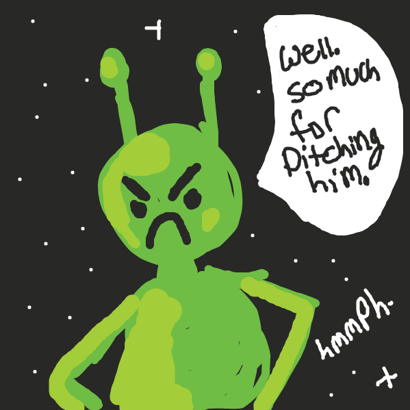 Alien's mad that bob shows up - Online Drawing Game Comic Strip Panel by Sparky Ryan Howard