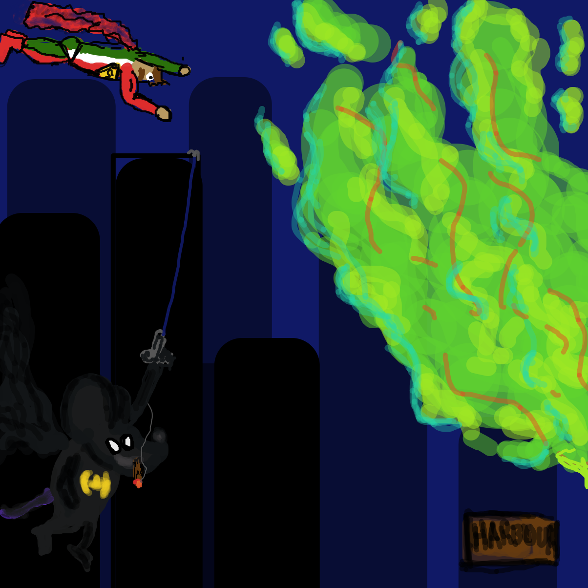 Responding to the terrible stinky cheese ball  - Online Drawing Game Comic Strip Panel by Lookaignoramus