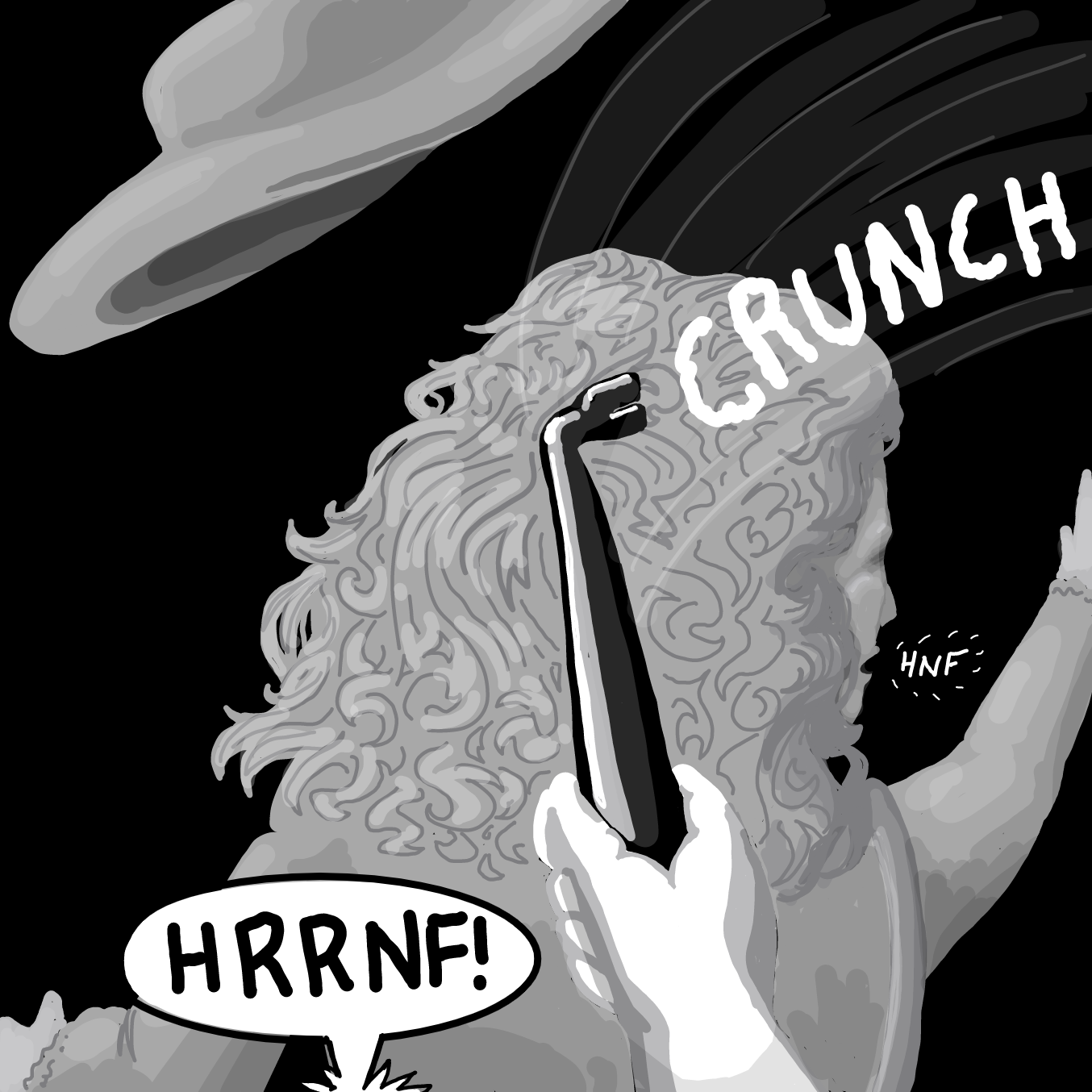 Aw shit, he rapped her good with a crowbar. - Online Drawing Game Comic Strip Panel by Wizard Croissant