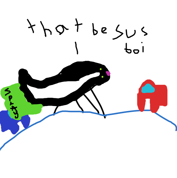 Its me on the meeting table pointing out that red is sus. - Online Drawing Game Comic Strip Panel by Monkey_HugLuv