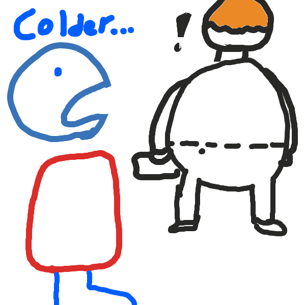 The uncle is walking away, but the man states that he is getting “colder” - Online Drawing Game Comic Strip Panel by Been13