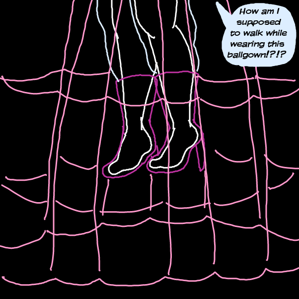 Only a woman with really long legs could be able to reach the floor while wearing that. - Online Drawing Game Comic Strip Panel by locoluis