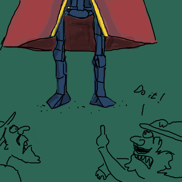 Drawing in WARIO FORCES WALUIGI TO LICK HIS FEET by Horoheki