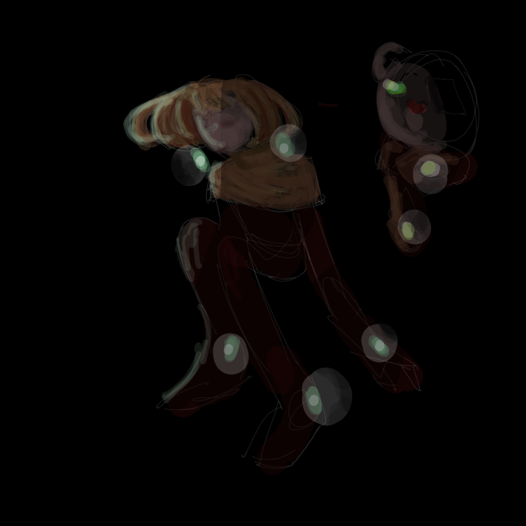 They're like being swallowed by the darkness or something. (Maybe it's sad? or content up to you.)  - Online Drawing Game Comic Strip Panel by JA