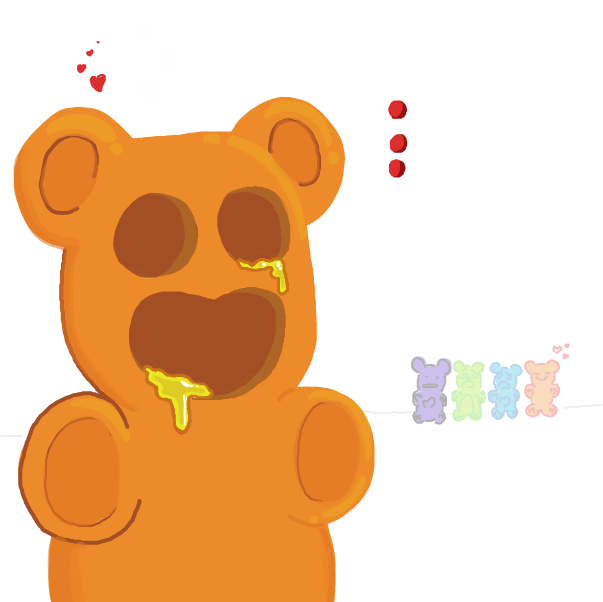 Drawing in gummy bear by Sluggishfella