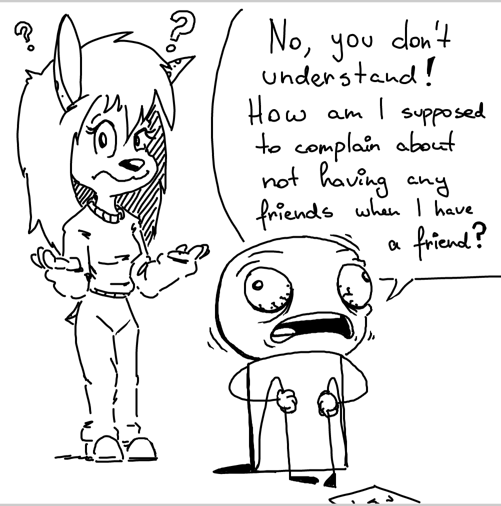 Drawing in I need friends by Aluminimalism