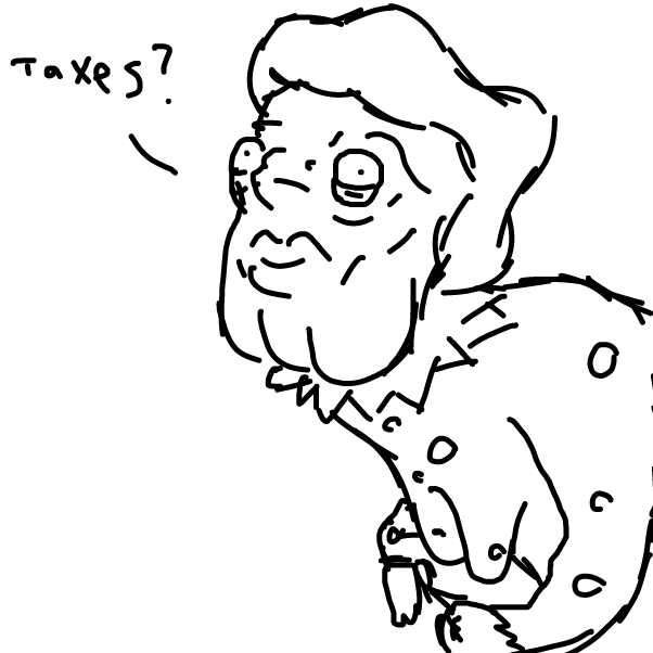 Drawing in A cranky old lady doesn't like paying taxes. by boneHed