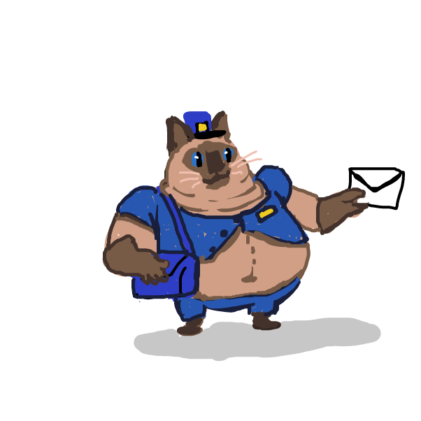 so our regular postman is a fat bloke and i just couldn't picture this character as thin - Online Drawing Game Comic Strip Panel by Peyocay