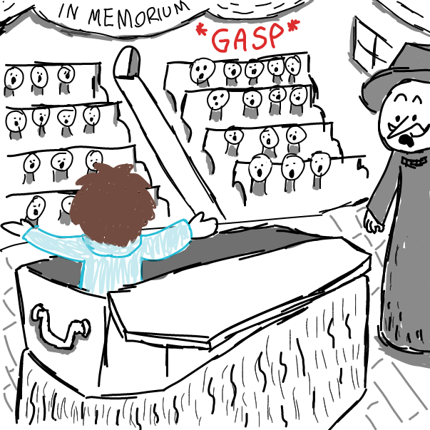 Oh right. I was dead... - Online Drawing Game Comic Strip Panel by SpaceMattress