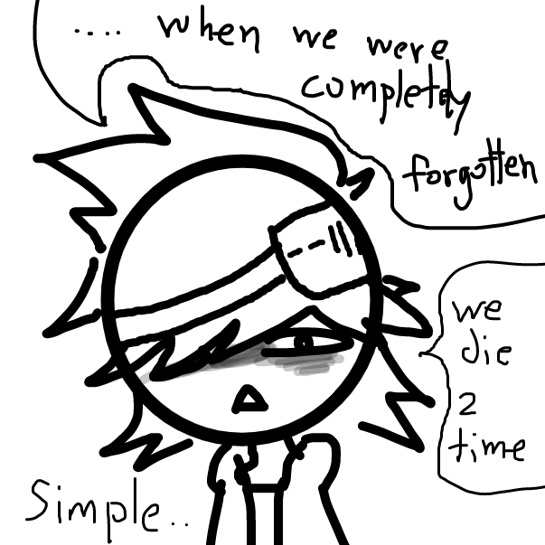 sometime we know that the inevitable will always happen..... some time we think that if the author die.... we may be still alive... until we completely forgotten..that the time we erased .................that kinda scary...... -leep - Online Drawing Game Comic Strip Panel by FifaSam