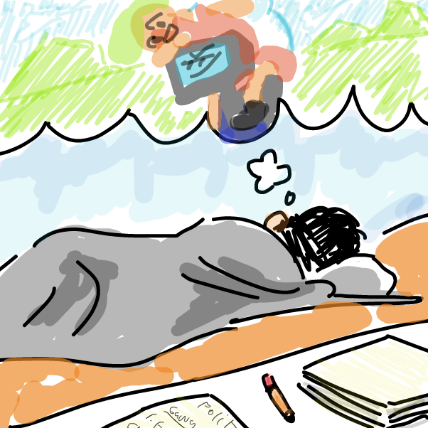 It is either I study and do school work or sleep. Sometimes it is just me going around social media. - Online Drawing Game Comic Strip Panel by KringlePringles