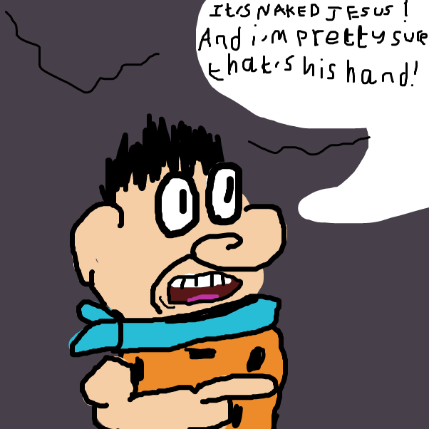 Barney really needs to get his anatomy skills straight. - Online Drawing Game Comic Strip Panel by BananaDoc