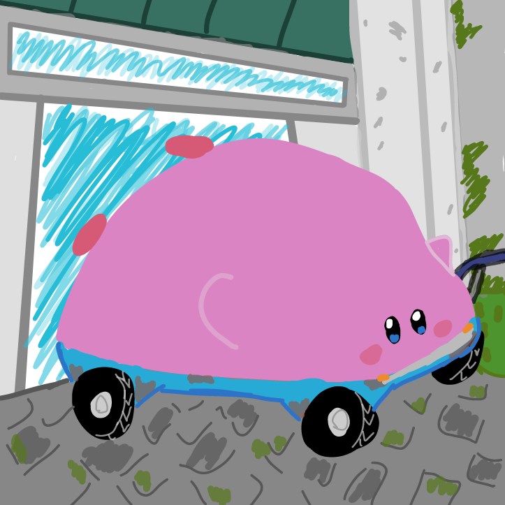 Drawing in Kirby Car but the nightmare never ends... by SpaceMattress