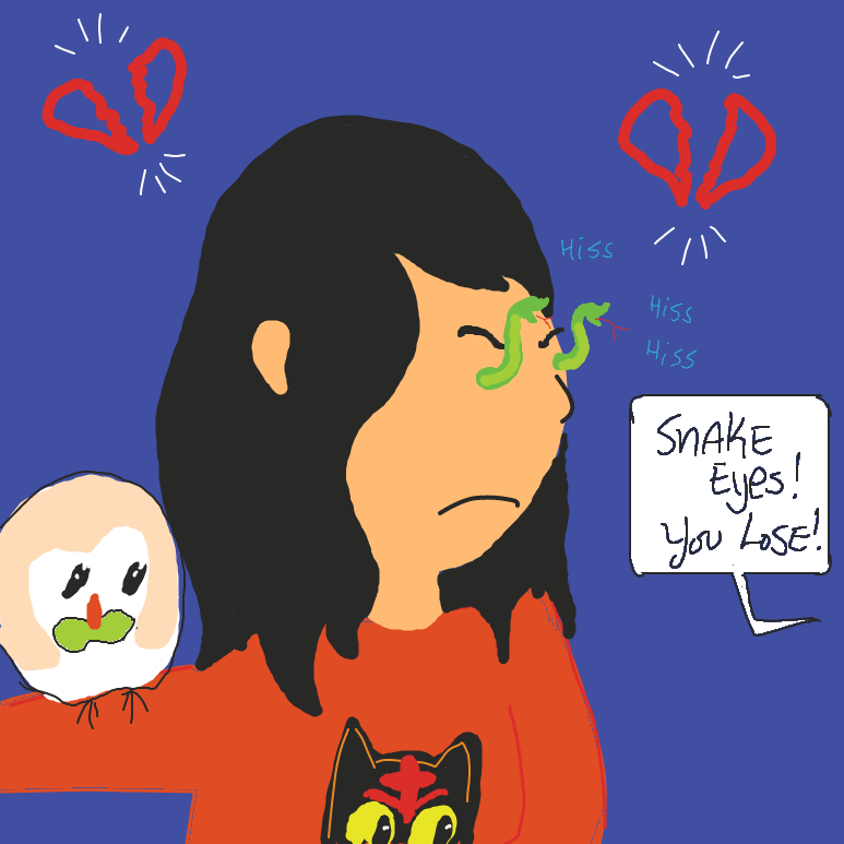 My first impression of panel 2 was snakes for eyes. Those are probably eyelashes.
Another owl was added so I added another character as well. - Online Drawing Game Comic Strip Panel by Wizard Croissant