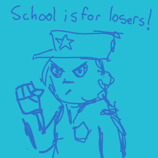 The cop brother is angered by the idea of an educated person. - Online Drawing Game Comic Strip Panel by Santa