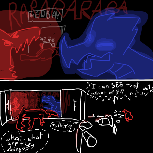 So the blue's light is more contained/controlled. scary. - Online Drawing Game Comic Strip Panel by KringlePringles
