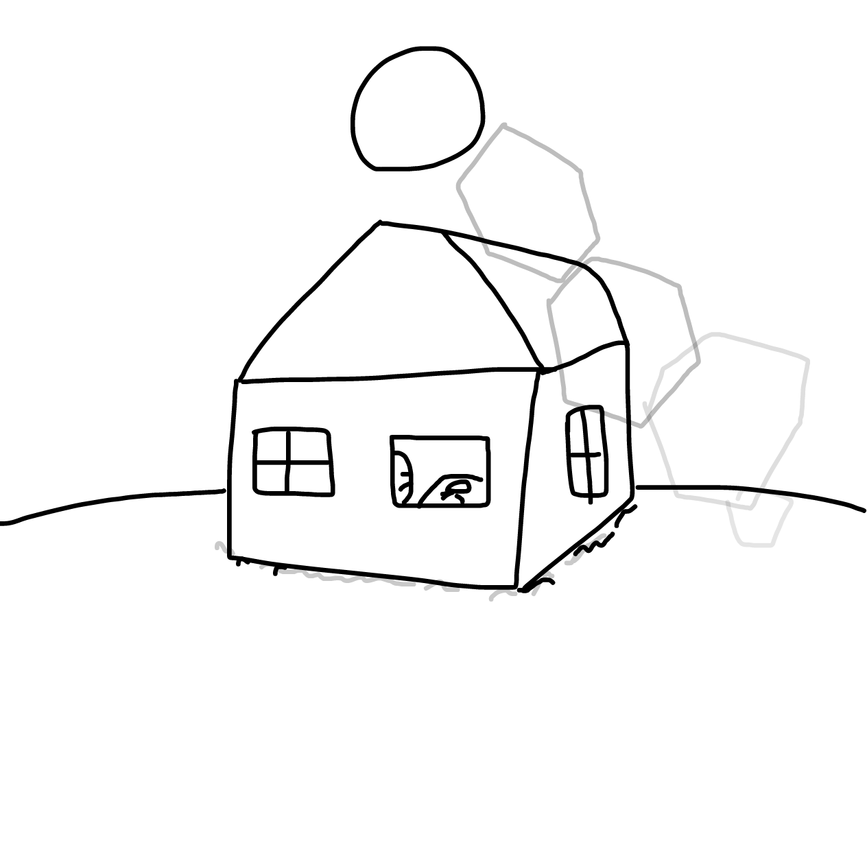 House with a sun, plus lens flares - Online Drawing Game Comic Strip Panel by feetusdeetus