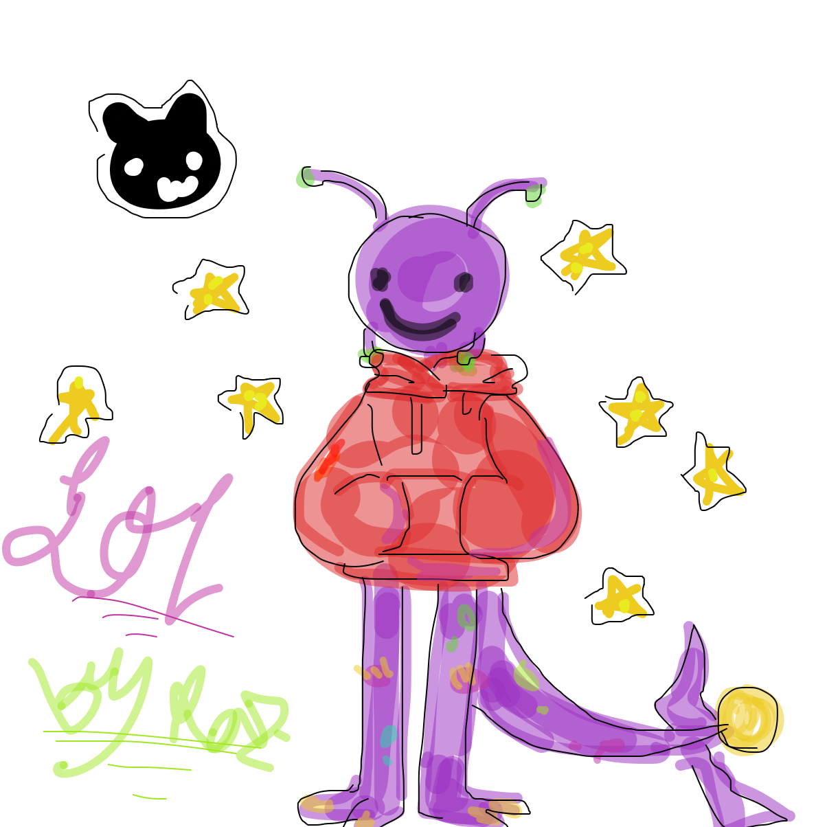 Messy water color with bad lining and sparkly stickers everywhere. Don’t forget the innacurate cursive. - Online Drawing Game Comic Strip Panel by Razputin