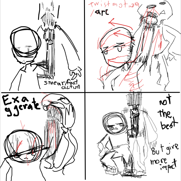 i'm kind of the animator... so here's are the basic i think is for the punch..
maybe look for a reference (that's look like have more impact) ..maybe some of it will include perspective for dramatic effect too - Online Drawing Game Comic Strip Panel by FifaSam