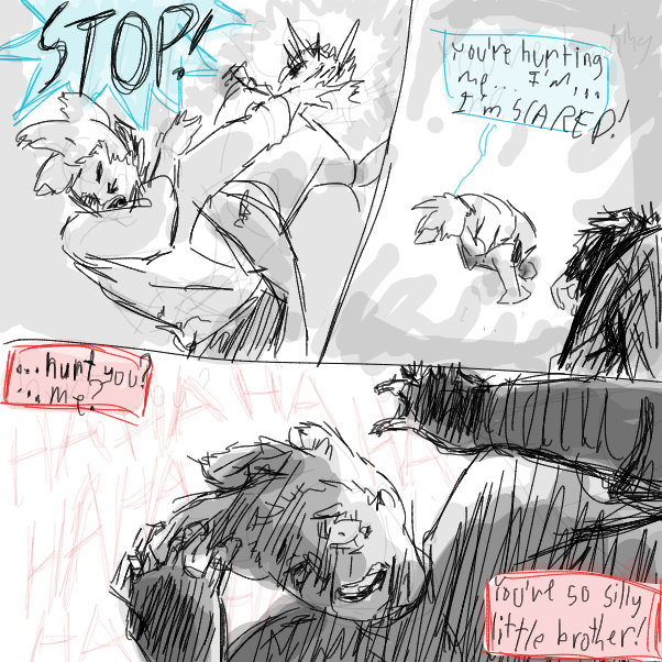 Little brother cannot handle older brother's love... :) - Online Drawing Game Comic Strip Panel by KringlePringles