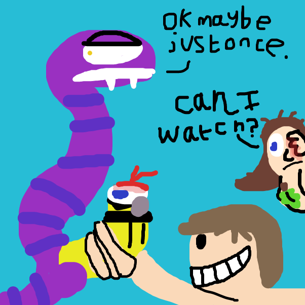 As long as he doesn't bite it. - Online Drawing Game Comic Strip Panel by BananaDoc