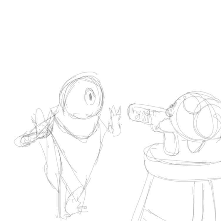 Human gun does thing like make you human.
 - Online Drawing Game Comic Strip Panel by JA