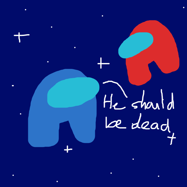 blue amogus talks about the  - Online Drawing Game Comic Strip Panel by enderlol