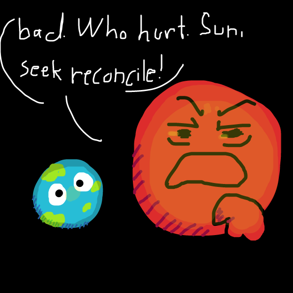 Mars speaks in his usual buffy speak. - Online Drawing Game Comic Strip Panel by KringlePringles