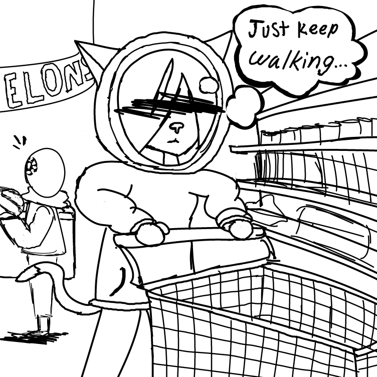 Just don't make eye contact, or look up at all... maybe pretend you forgot something back at home and leave... - Online Drawing Game Comic Strip Panel by Setin