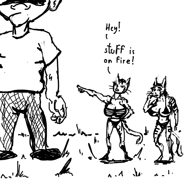 It's the neighbors "beach body ready" cats - Online Drawing Game Comic Strip Panel by Peyocay