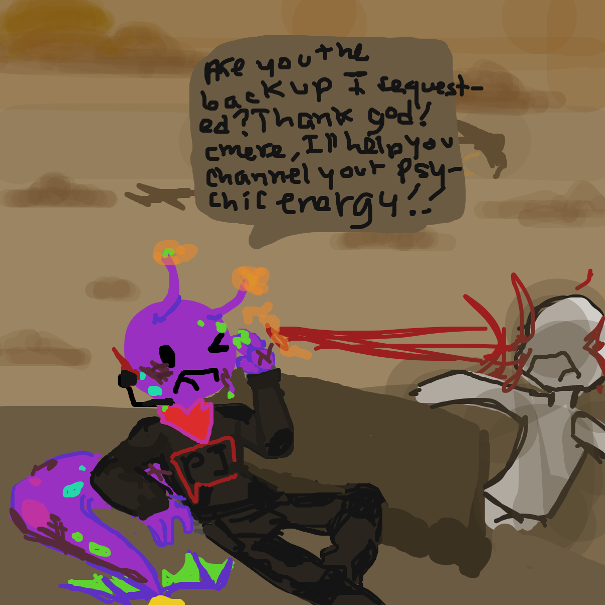 I apologize for my terrible handwriting ToT also I made an army suit for pj :) - Online Drawing Game Comic Strip Panel by Razputin