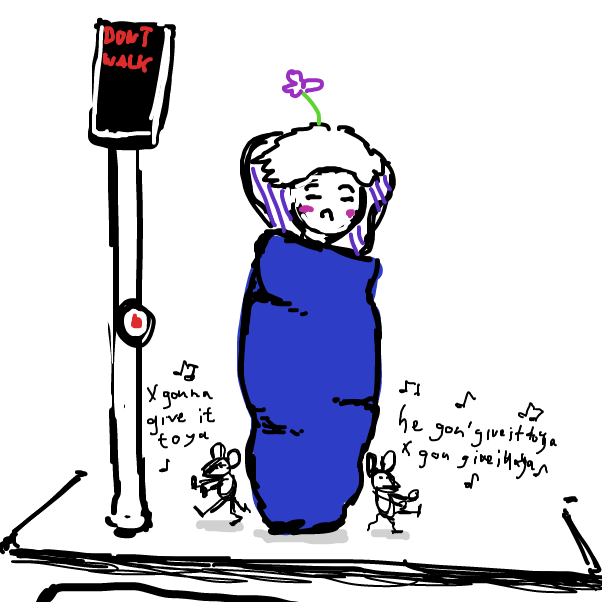 he was at the sidewalk the whole time! - Online Drawing Game Comic Strip Panel by Peyocay