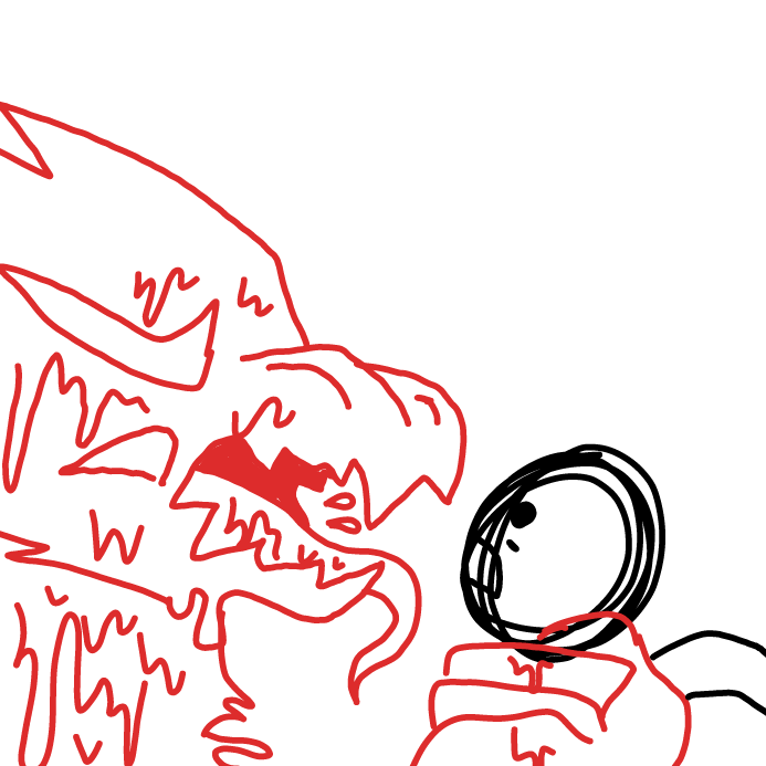 Drawing in hit with a pan by scarlett