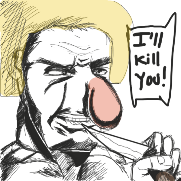 Drawing in a mugging by kurocartoonist