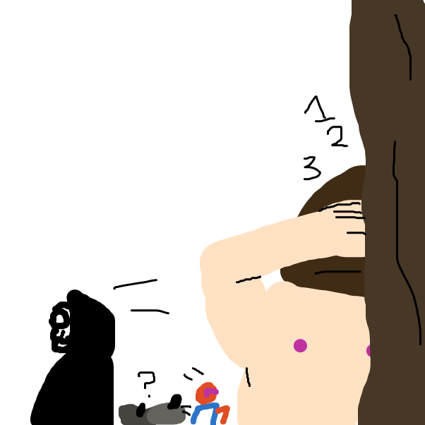 Naked Jesus is playing Hide And Seek but Rat Crook doesn't know where to hide. - Online Drawing Game Comic Strip Panel by BananaDoc