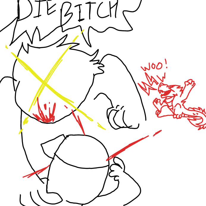 Drawing in sequal to guest666 beating up billy bloxxer by scarlett